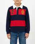 Polo rugby a righe larghe e ricamo logo