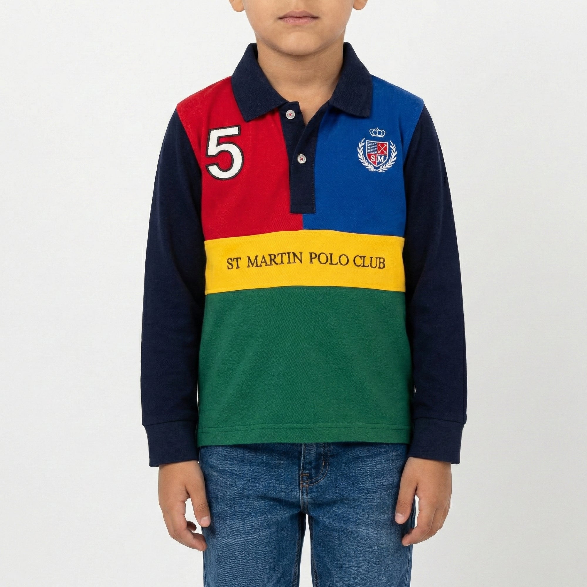 Polo multicolor con logo ricamato