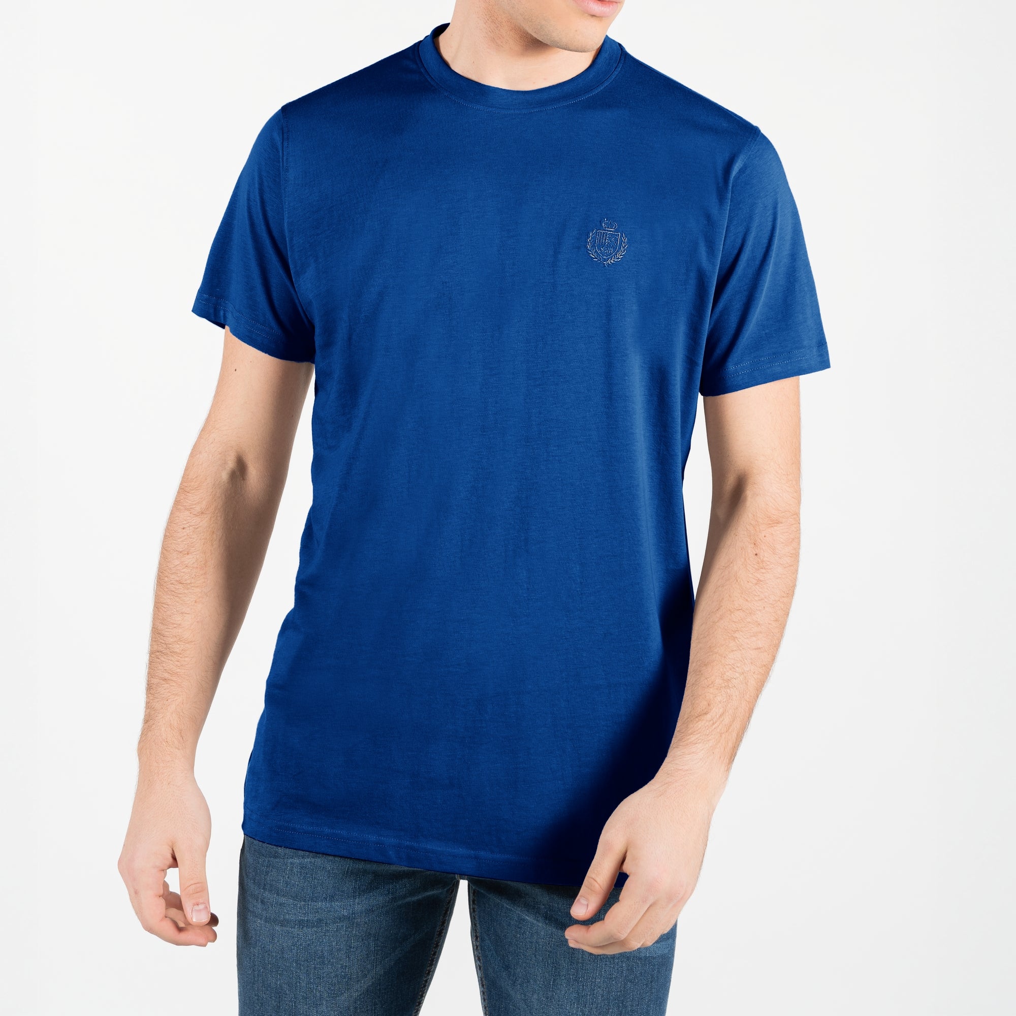 T-shirt in jersey con logo ricamato ton sul ton al lato cuore
