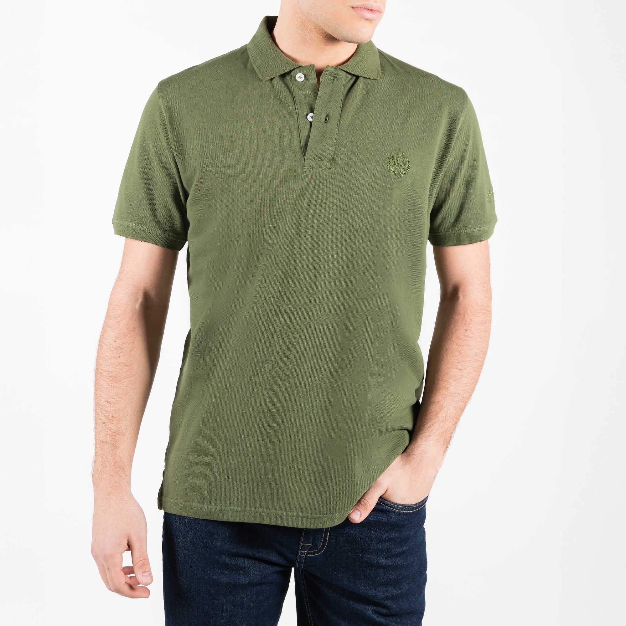 Polo in piquet con logo ricamato tono su tono lato cuore