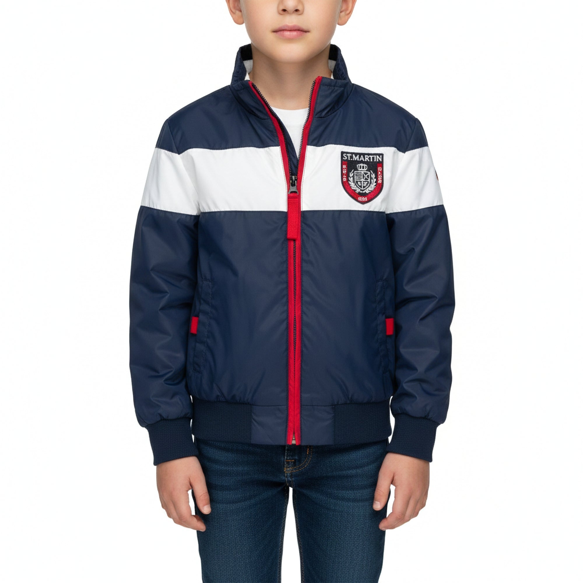 Giubbino nylon con badge logo ricamato