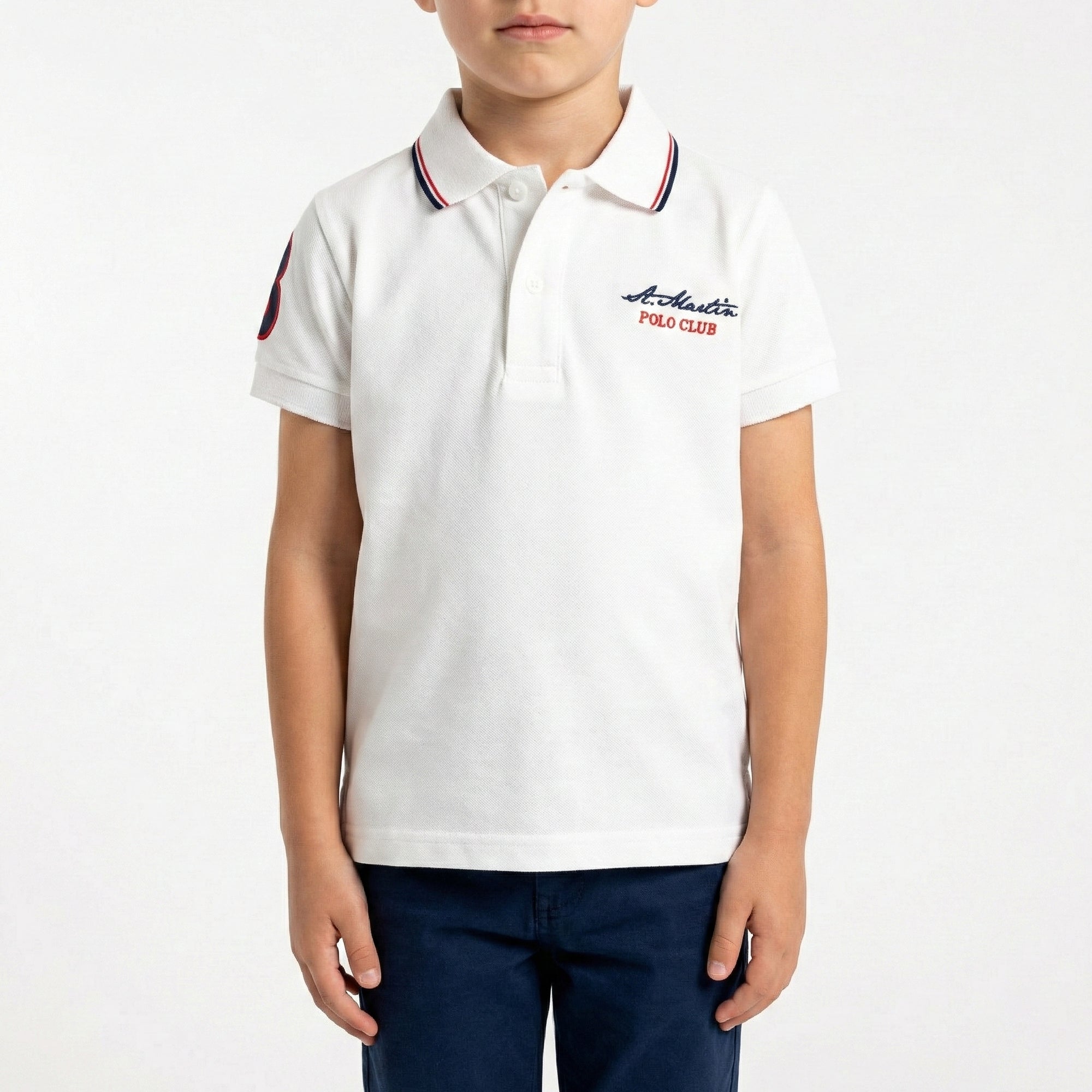 Polo basic con logo ricamato e numero