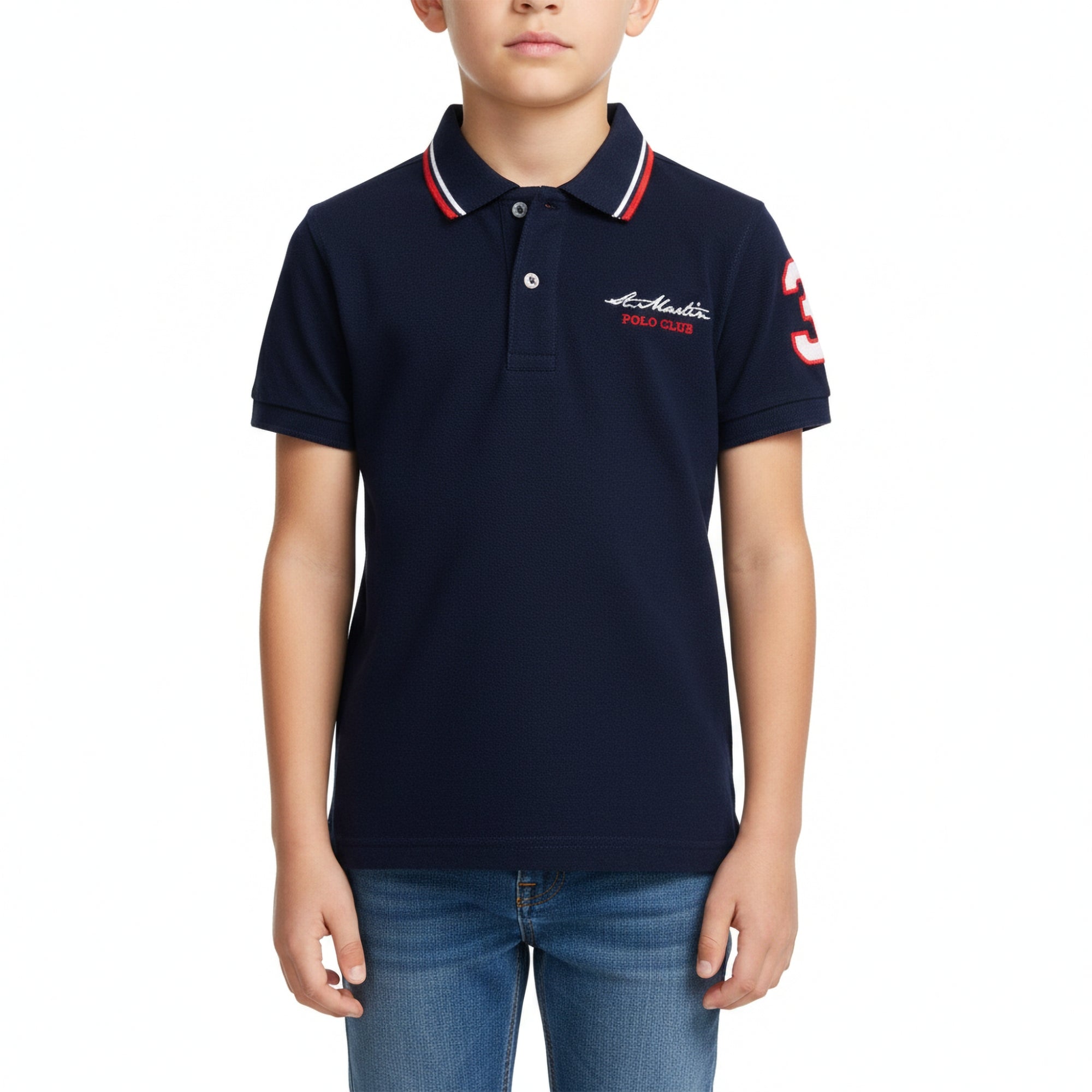 Polo basic con logo ricamato e numero