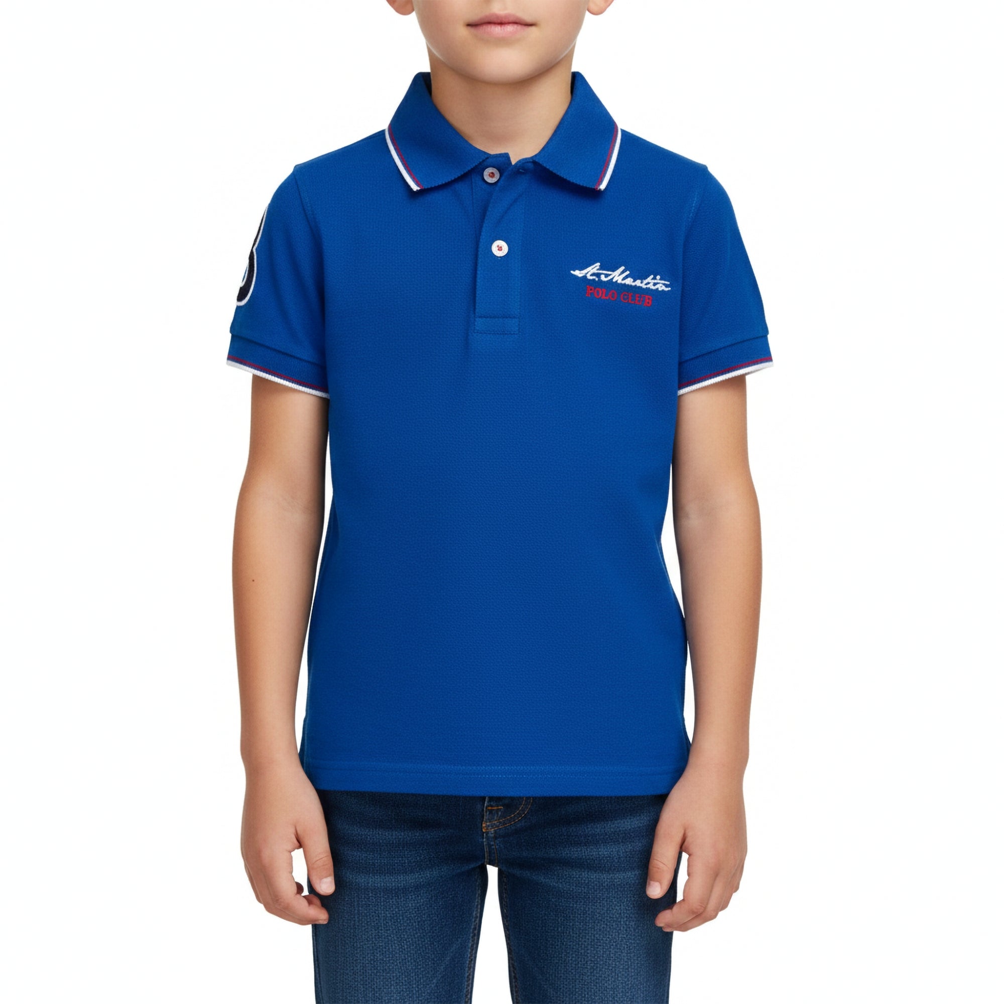 Polo basic con logo ricamato e numero