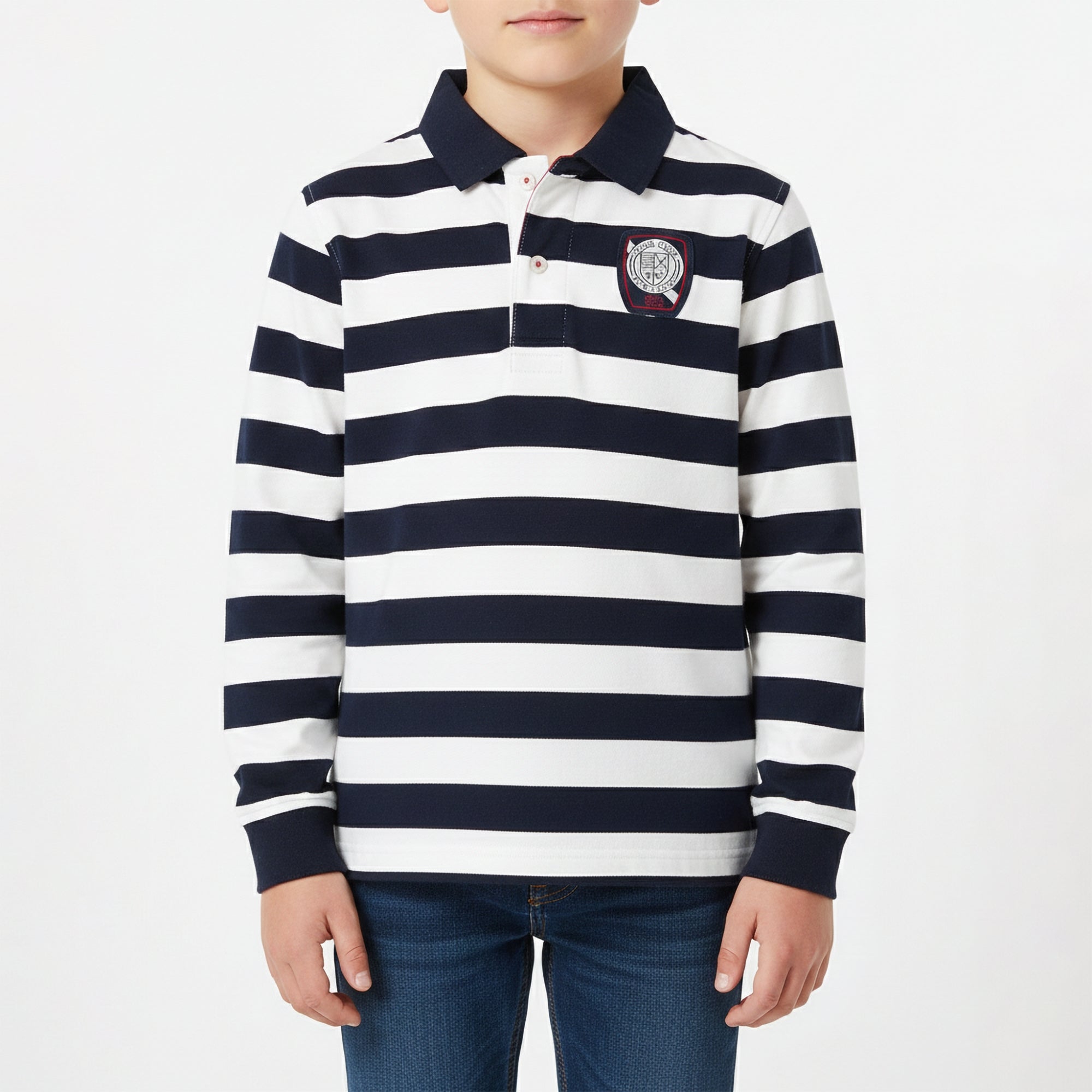 Polo a righe maniche lunghe