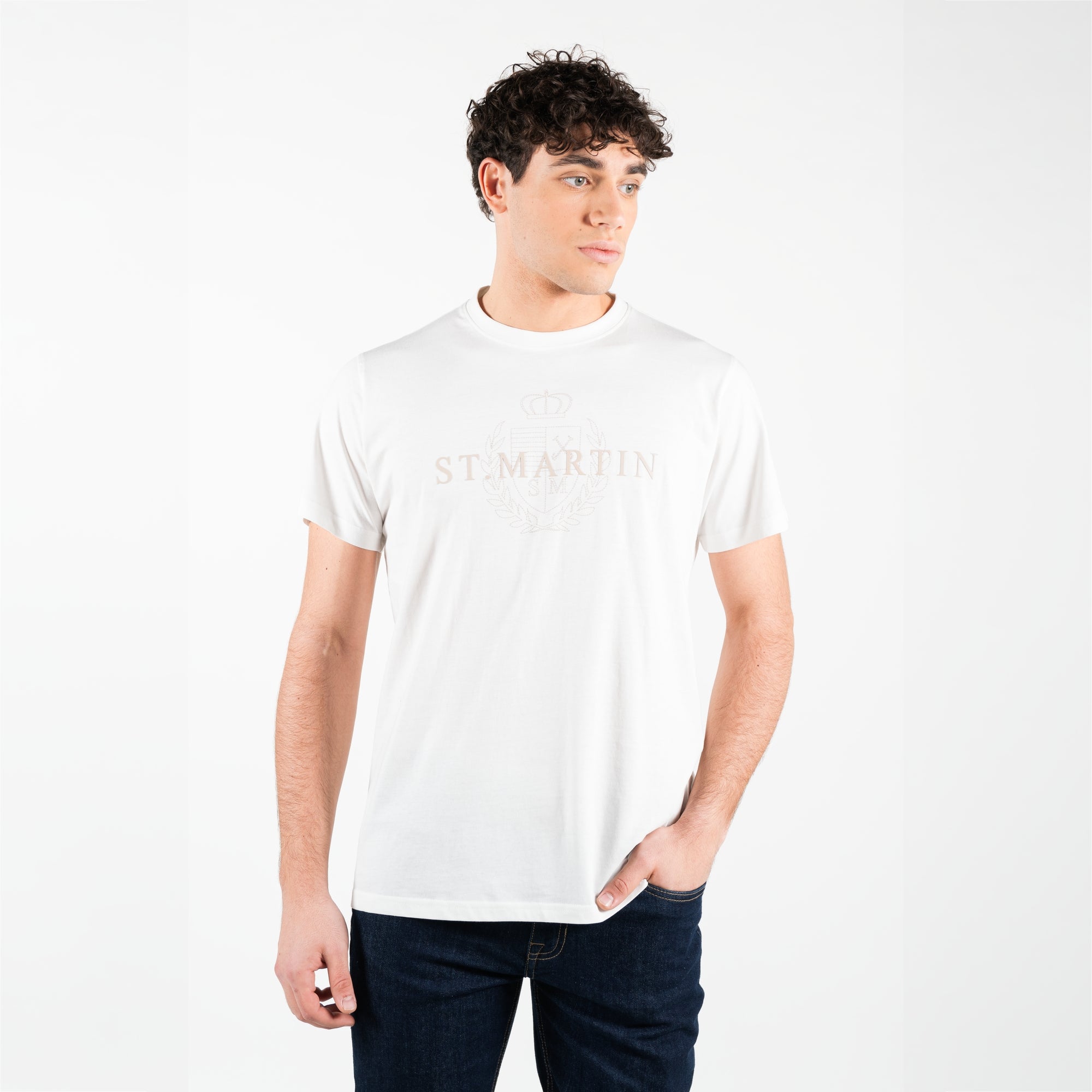 T-shirt con stampa centrale tono su tono 