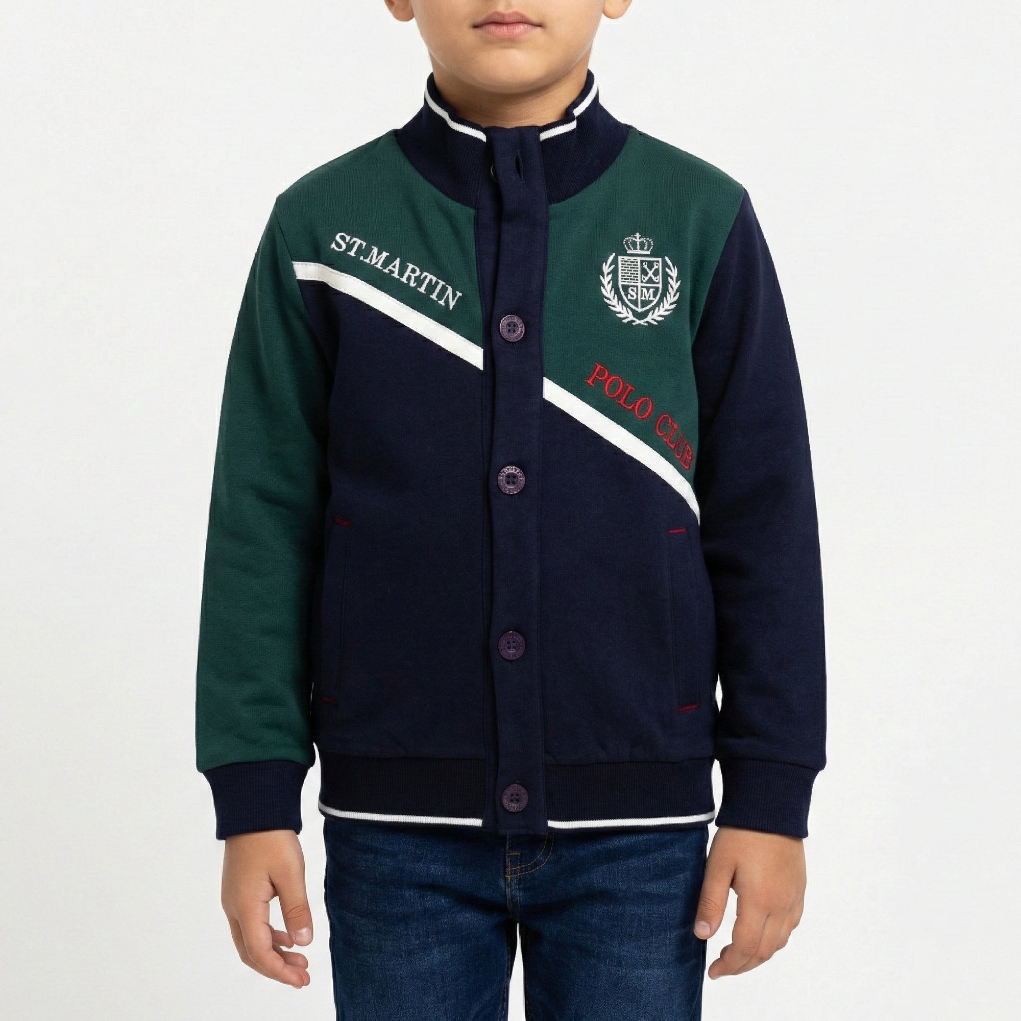 Felpa con intarsio verde foresta