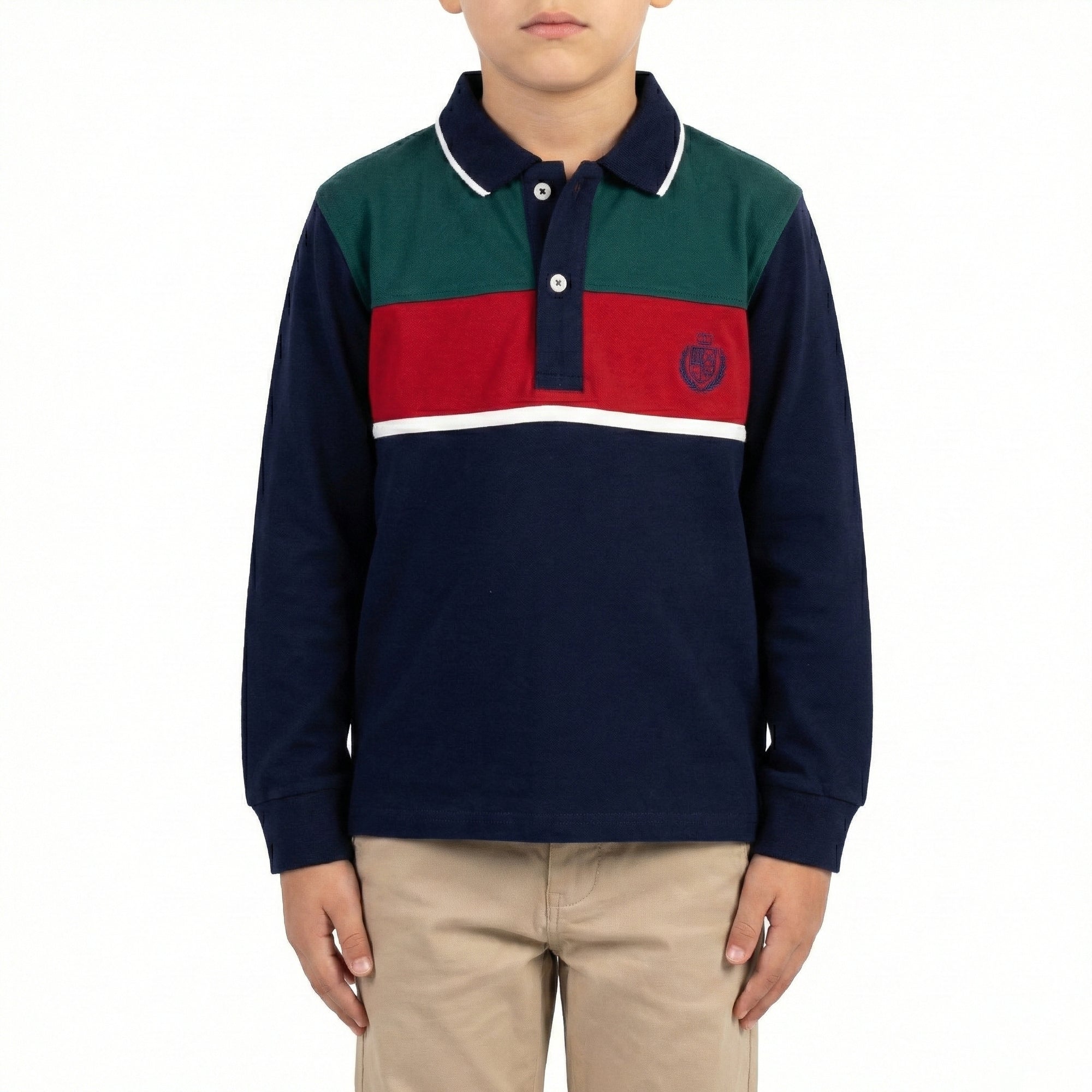 Polo in jersey con riga intarsiata sul colletto