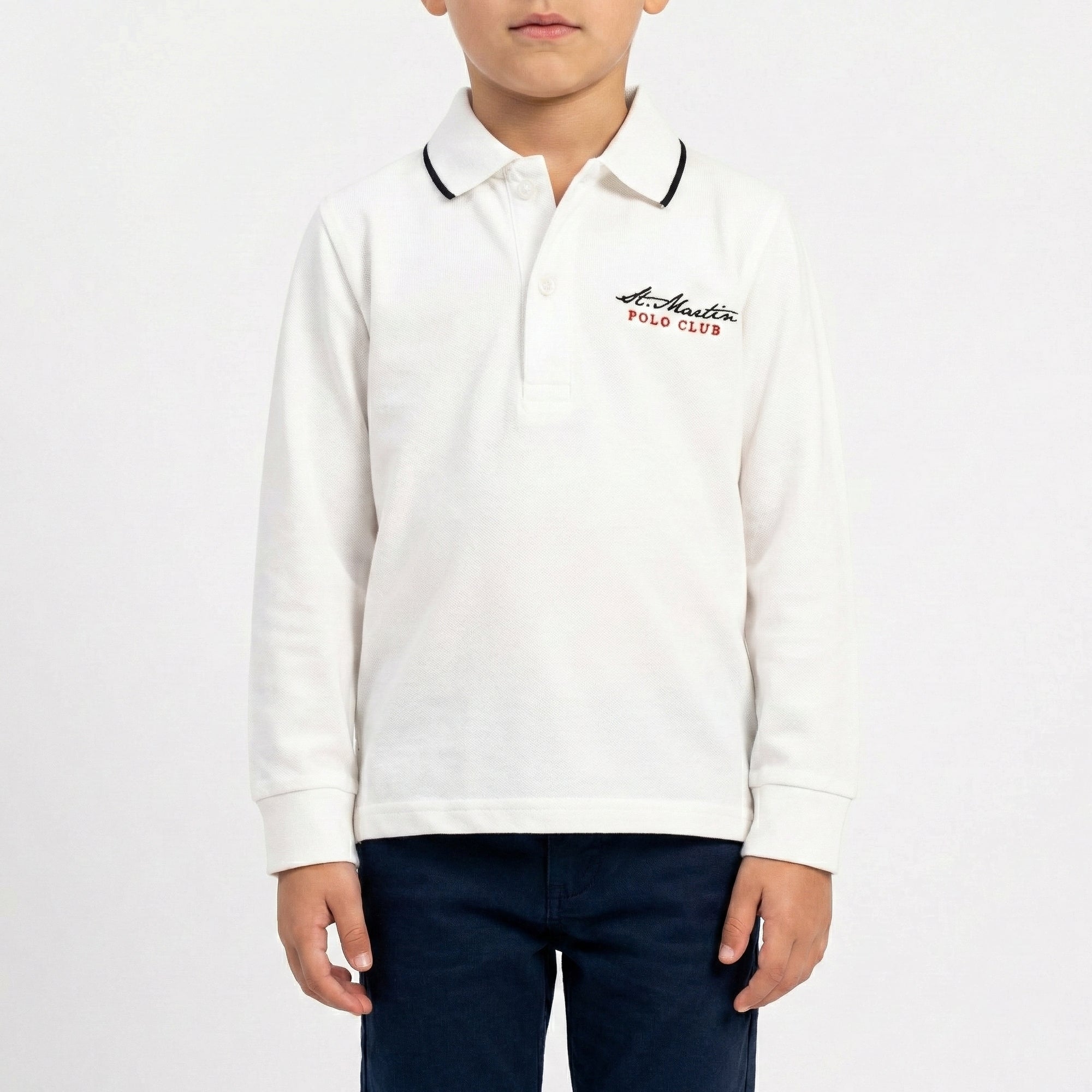 Polo in jersey con ricamo a contrasto sul lato cuore