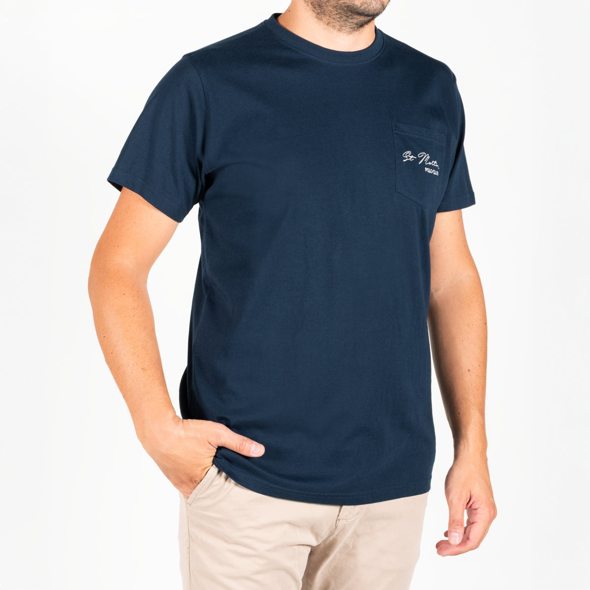 T-shirt con taschino  logo ricamato