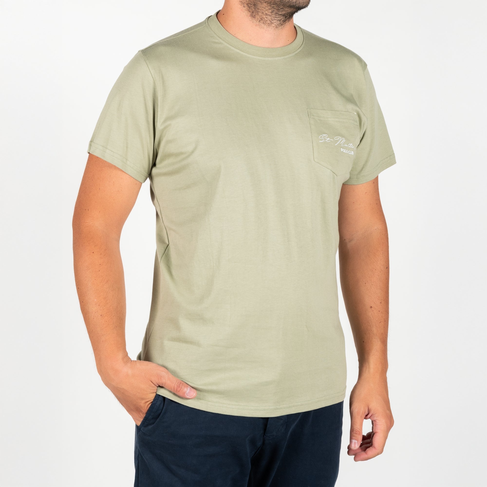 T-shirt con taschino  logo ricamato