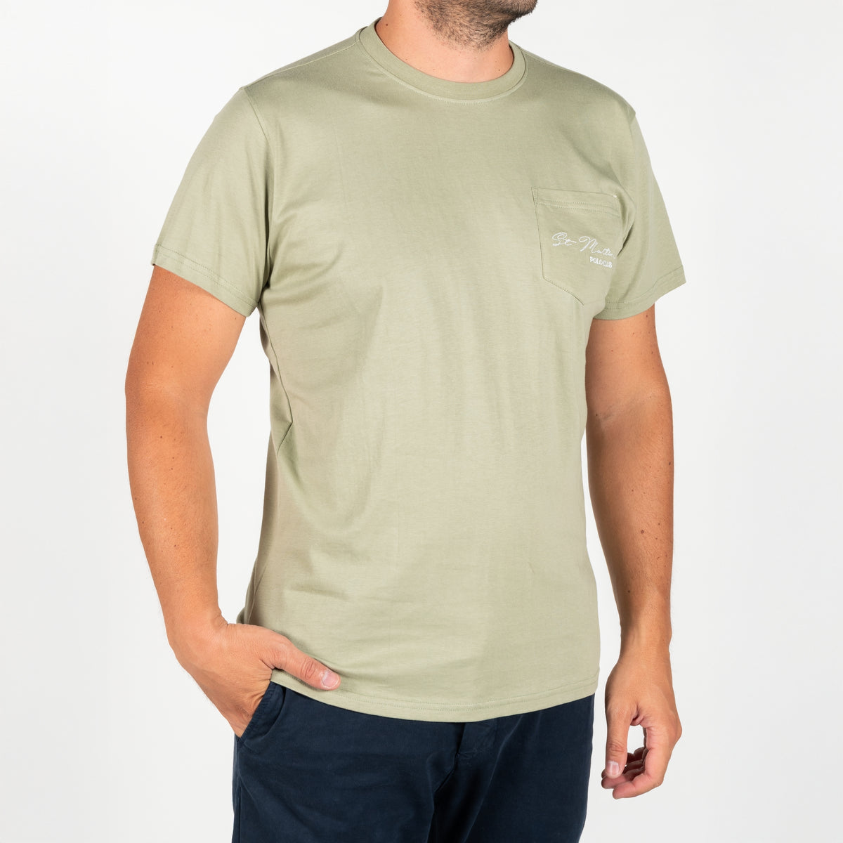 T-shirt con taschino  logo ricamato