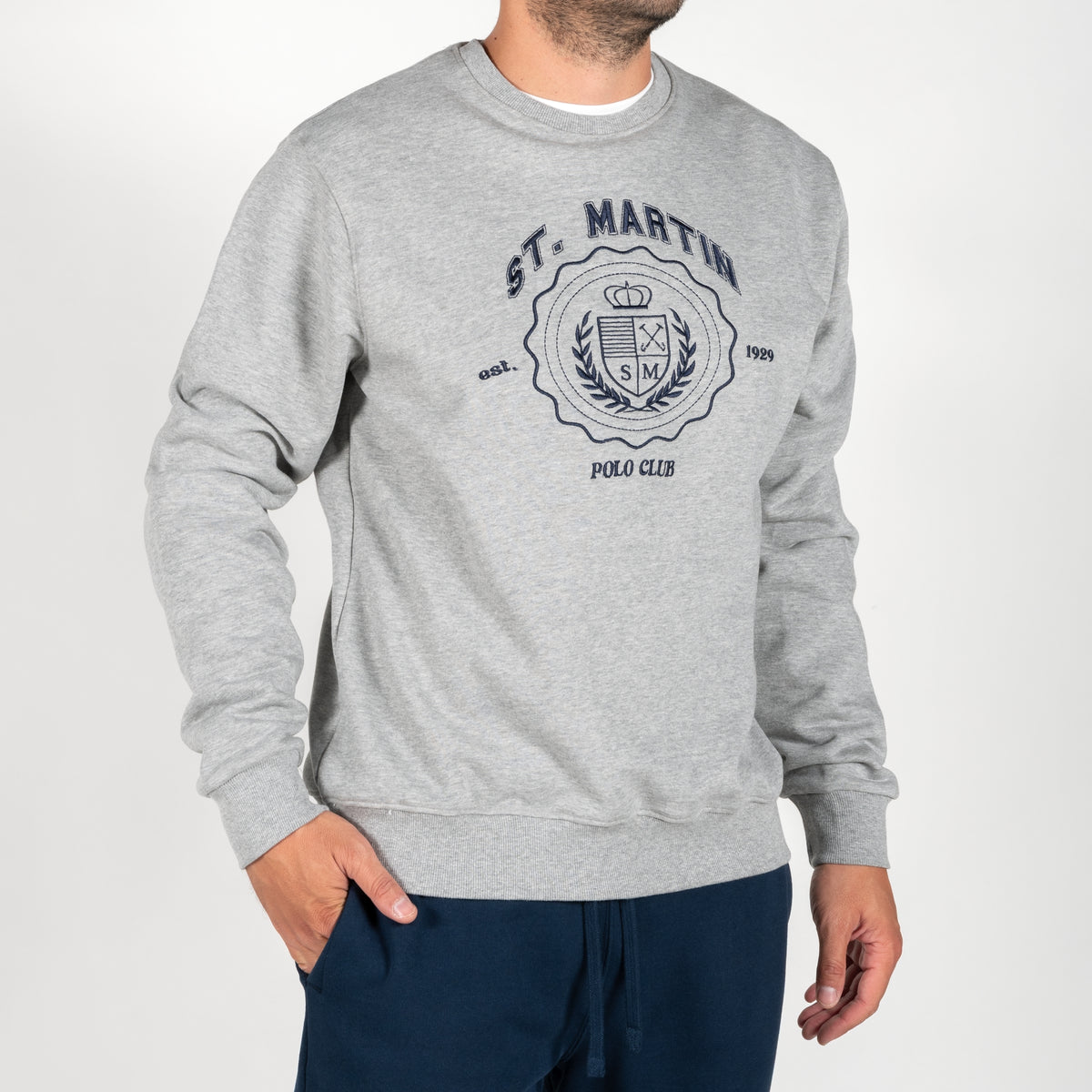 Felpa girocollo con stampa logo french terry