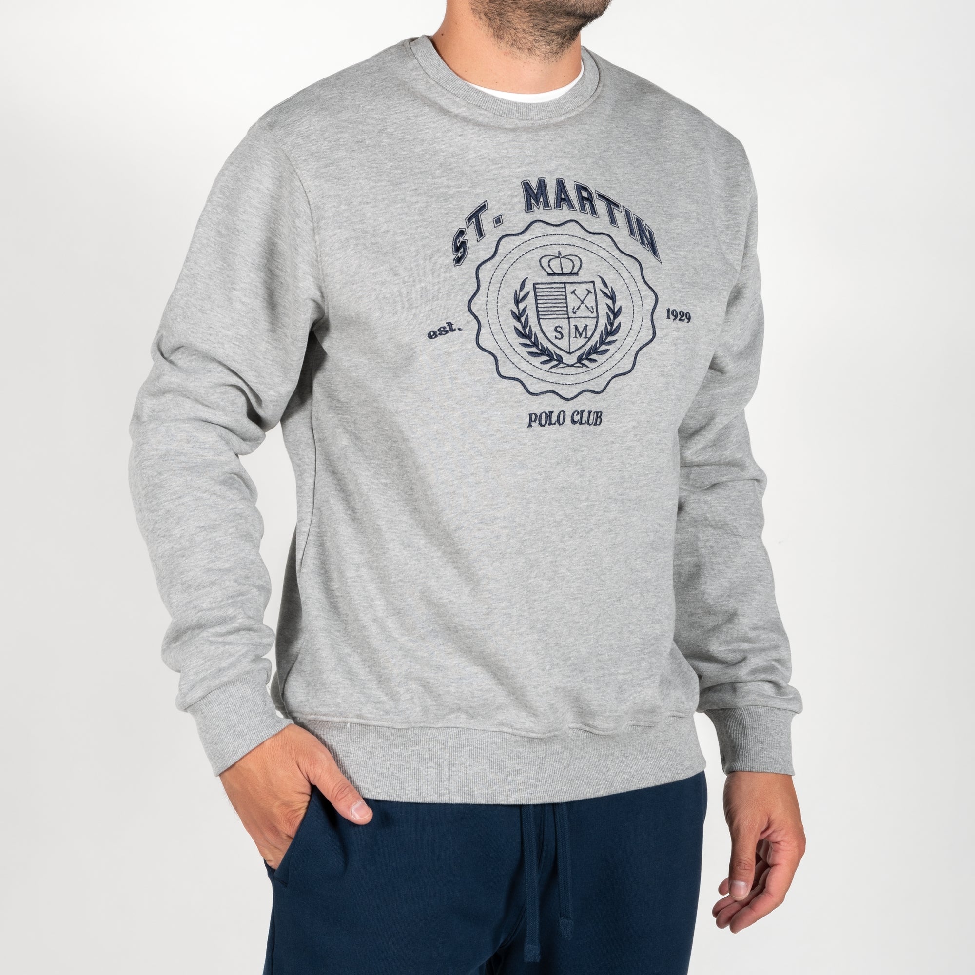 Felpa girocollo con stampa logo french terry