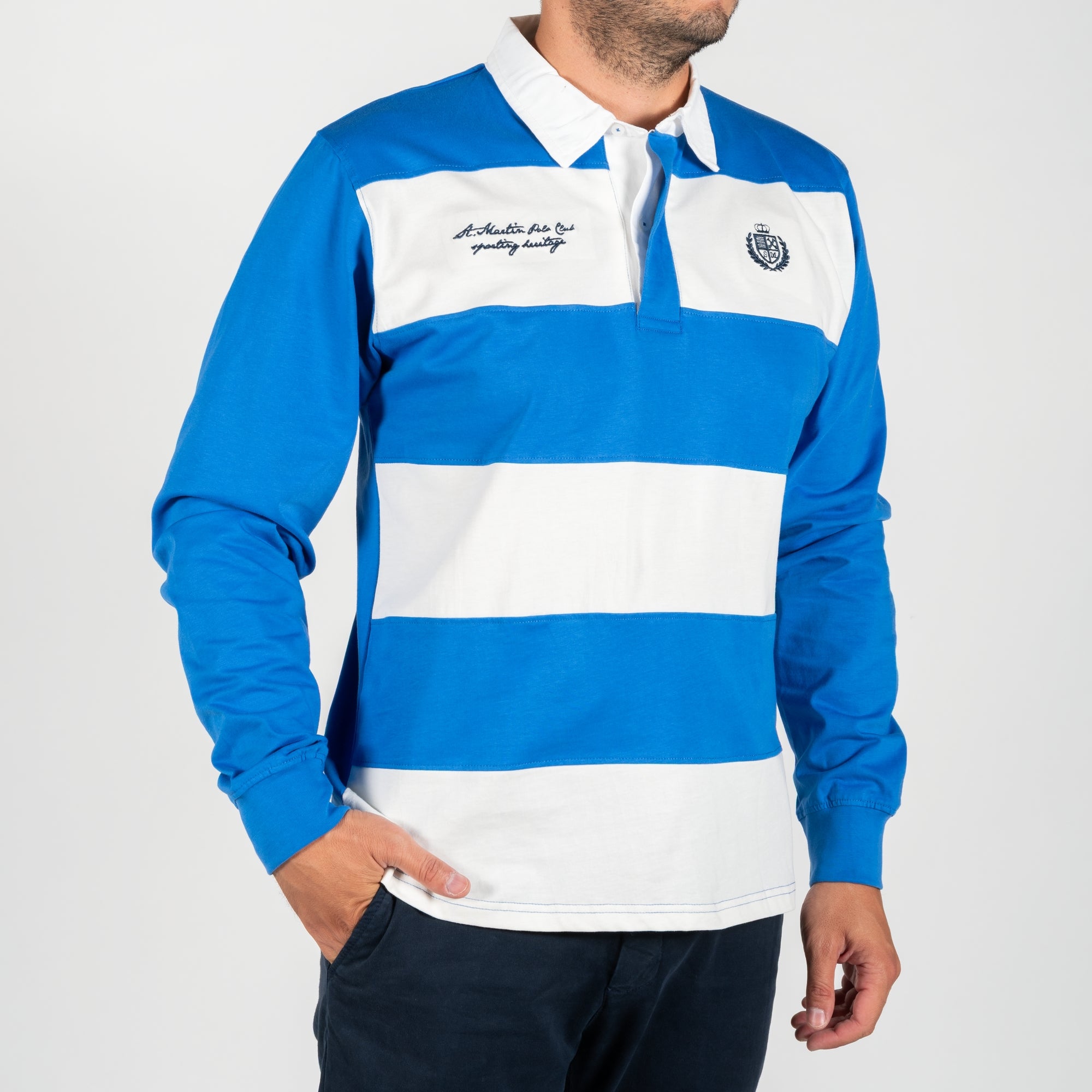 Polo special a righe con logo ricamato