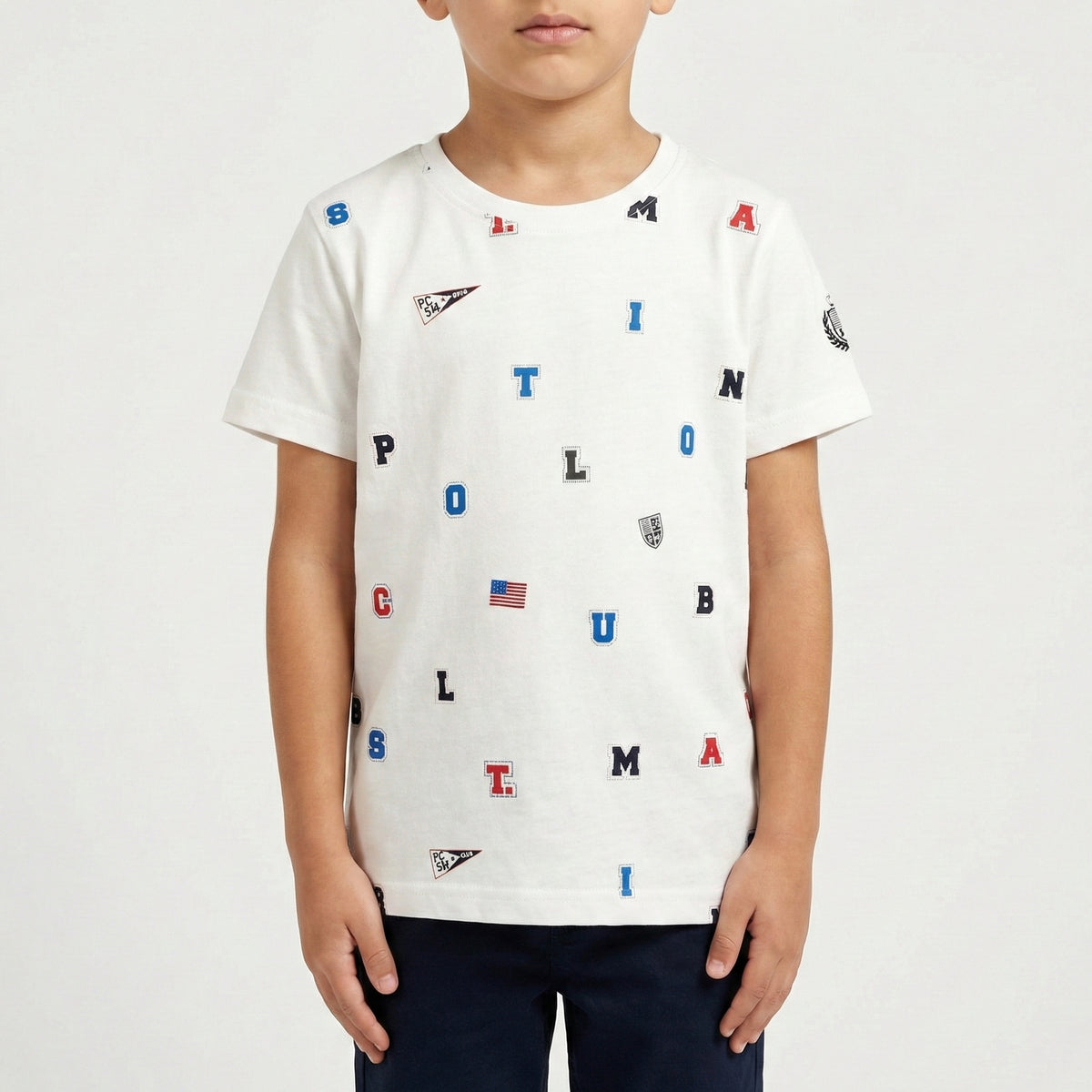 T-shirt maniche corte con stampa letterine