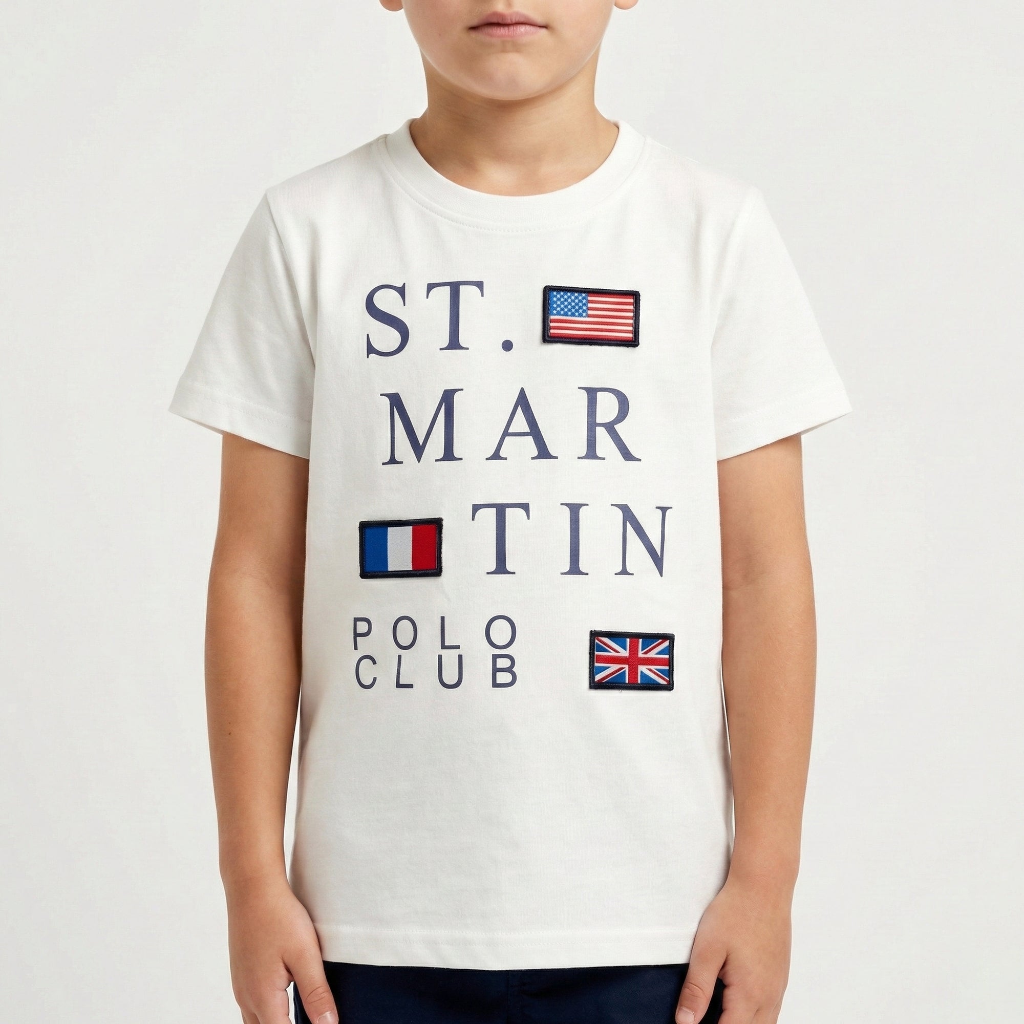 T-shirt maniche corte con stampa logo e bandierine