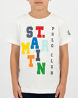 T-shirt maniche corte con stampa logo e bandierine