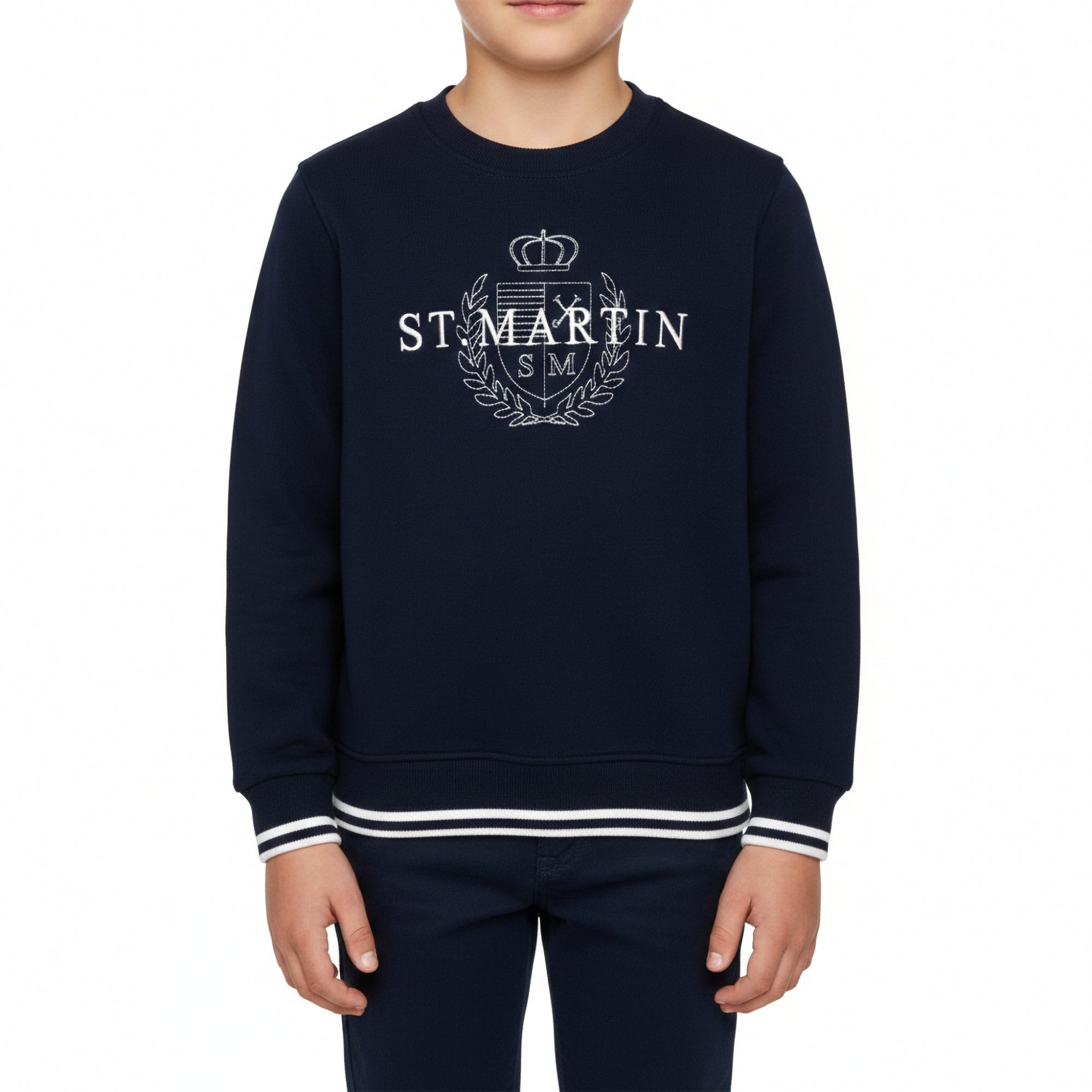 Felpa girocollo con ricamo logo french terry
