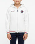 Felpa zip e cappuccio con ricamo logo french terry