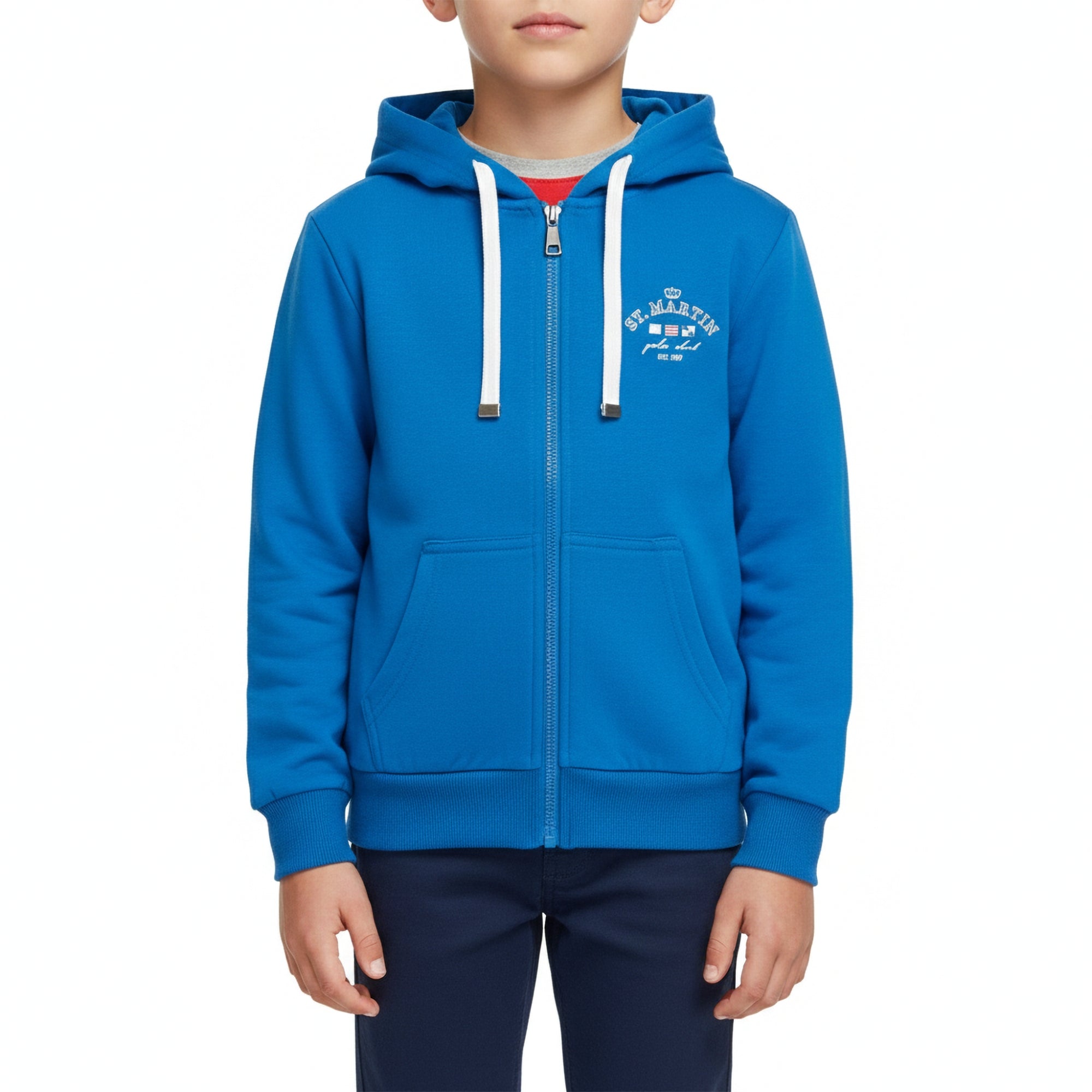 Felpa zip e cappuccio logo stampato french terry