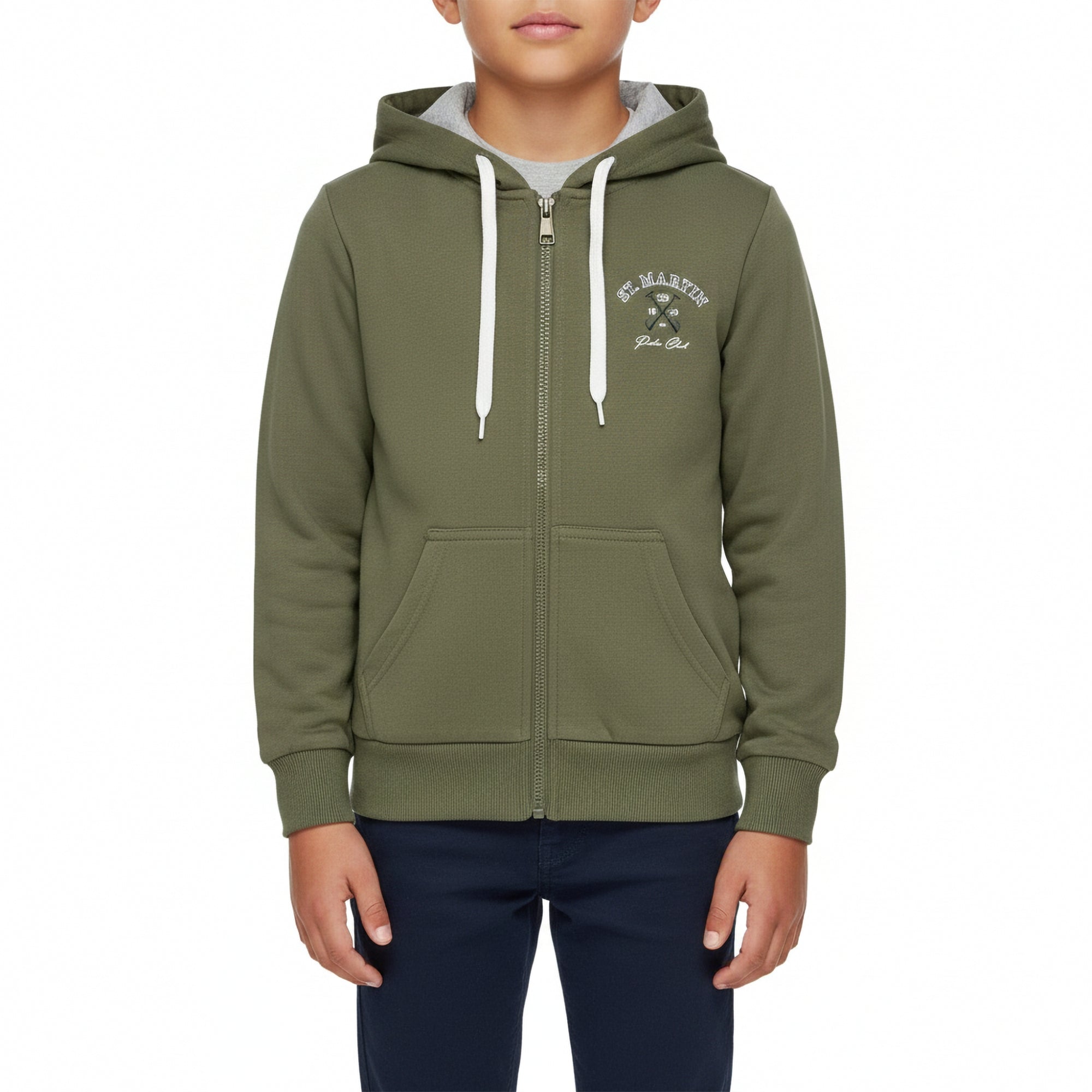 Felpa zip e cappuccio logo stampato french terry