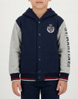 Felpa varsity con bottoni e cappuccio inside brushed