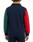 Felpa taglio polo con maniche colorate inside brushed