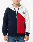 Felpa zip e cappuccio tre colori french terry