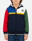 Felpa zip e cappuccio multicolor french terry