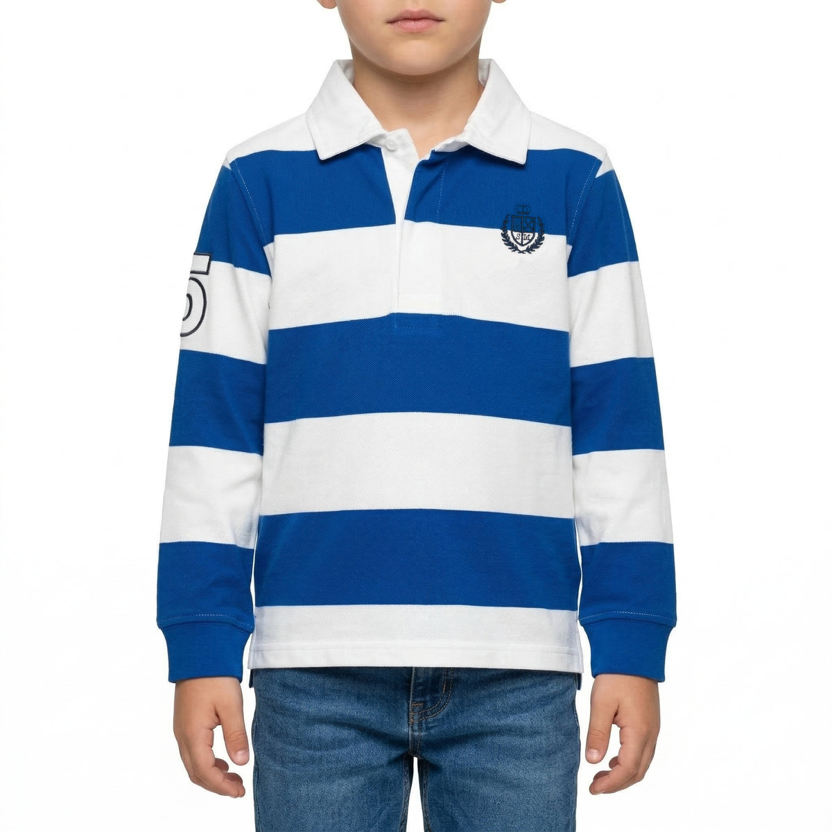 Polo a righe con logo ricamato
