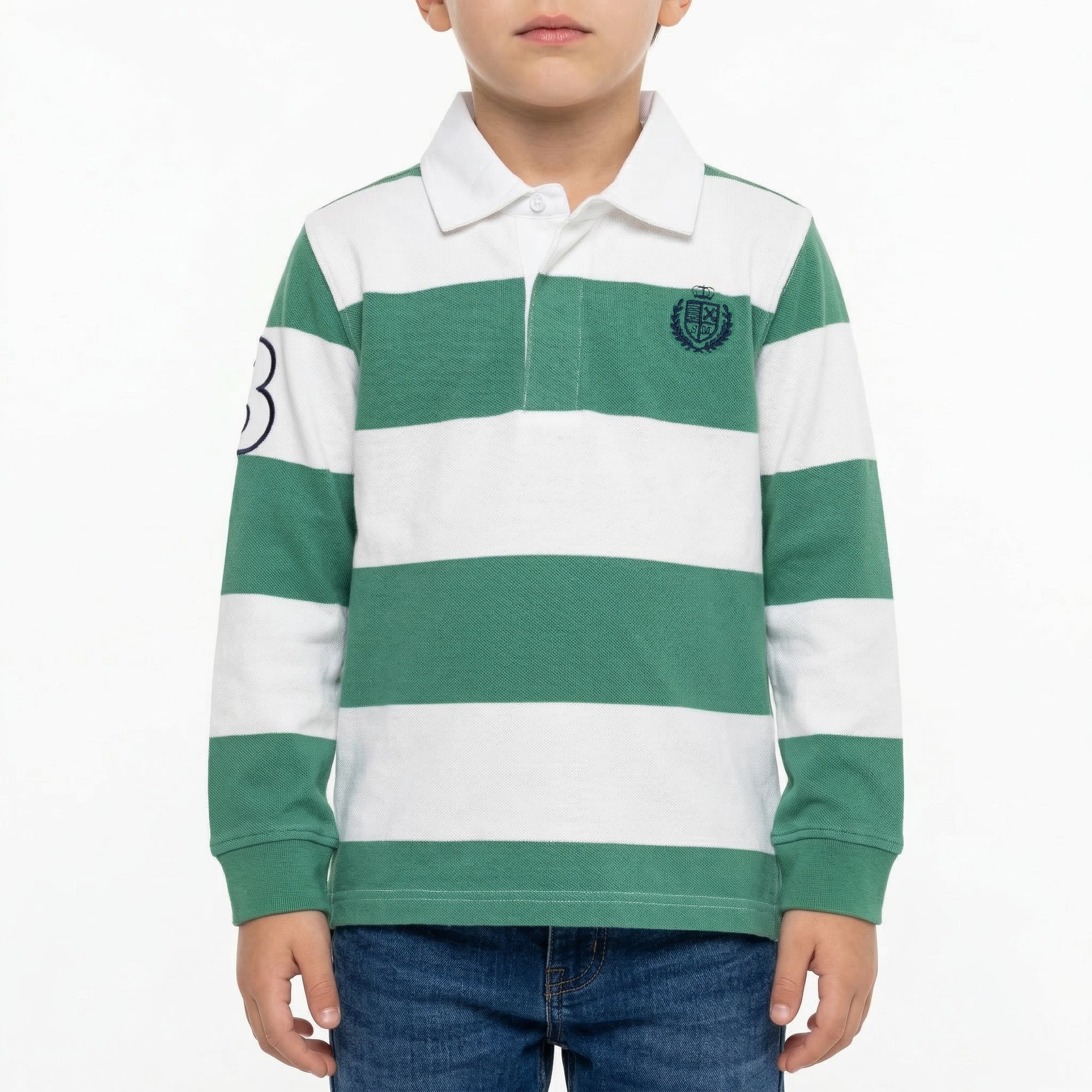 Polo a righe con logo ricamato