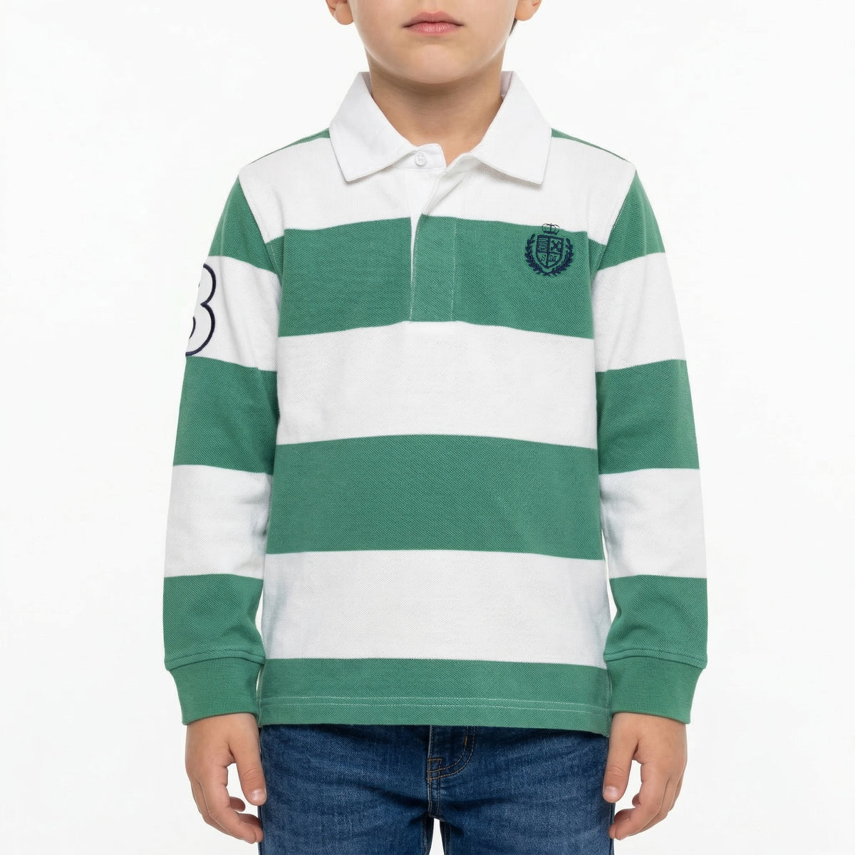 Polo a righe con logo ricamato