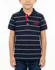 Polo a righe con logo ricamato