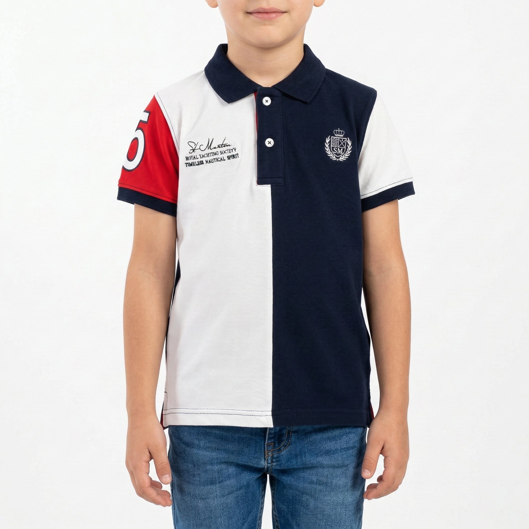 Polo a tre colori con logo ricamato