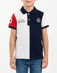 Polo a tre colori con logo ricamato