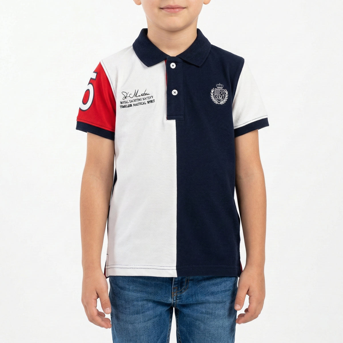 Polo a tre colori con logo ricamato