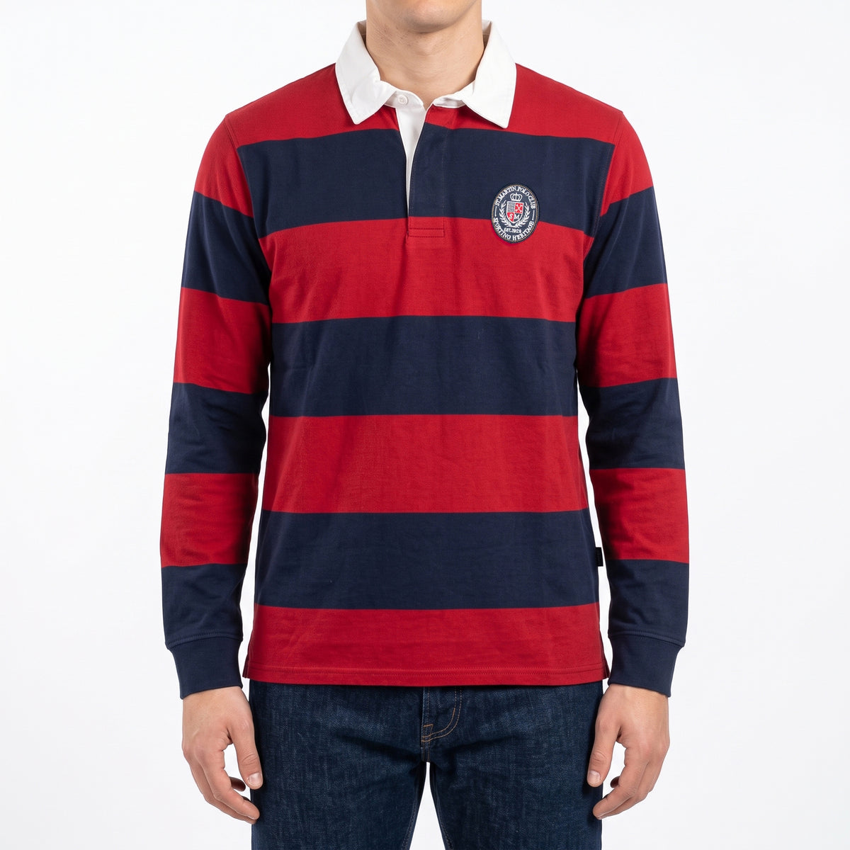 Polo special maniche lunghe a righe con logo ricamato