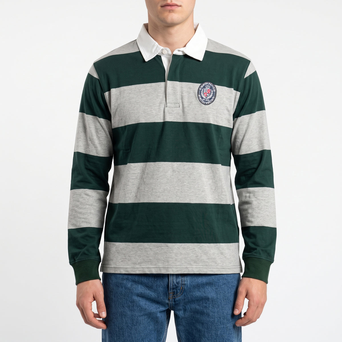 Polo special maniche lunghe a righe con logo ricamato