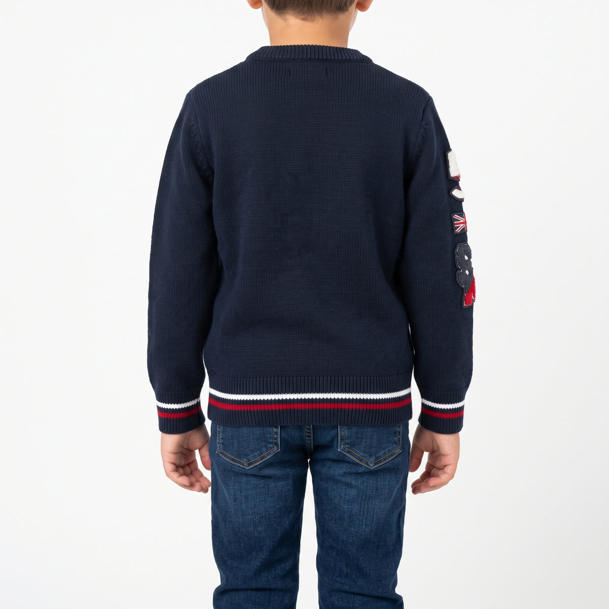 Cardigan scollo a V finezza 7 con appl. sulla manica