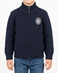Cardigan full zipper finezza 5 con logo intarsiato