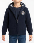 Cardigan full zipper finezza 5 con logo intarsiato