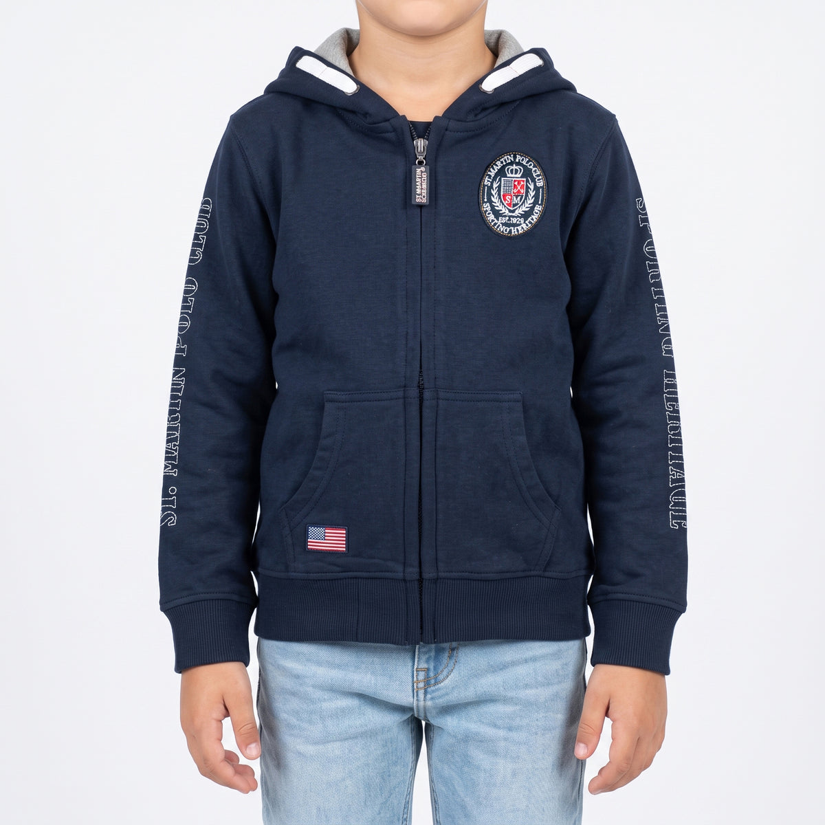 Felpa zip e cappuccio con ricamo logo inside brushed