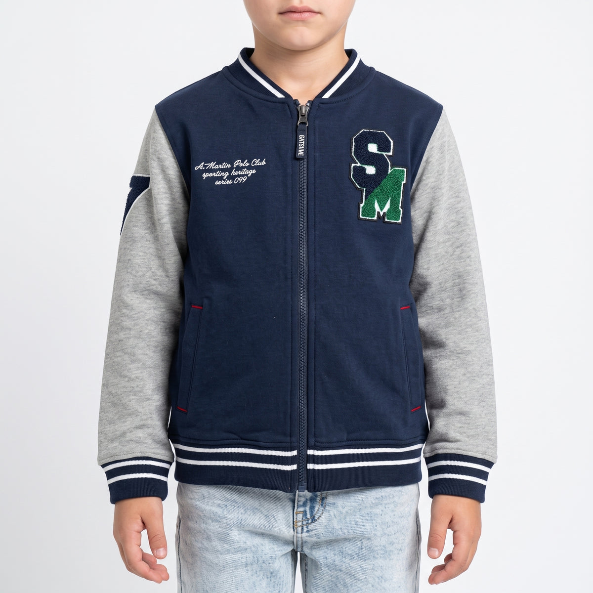 Felpa varsity con applicazioni inside brushed