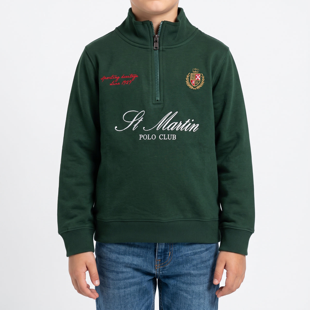 Felpa mezza zip con logo ricamato inside brushed