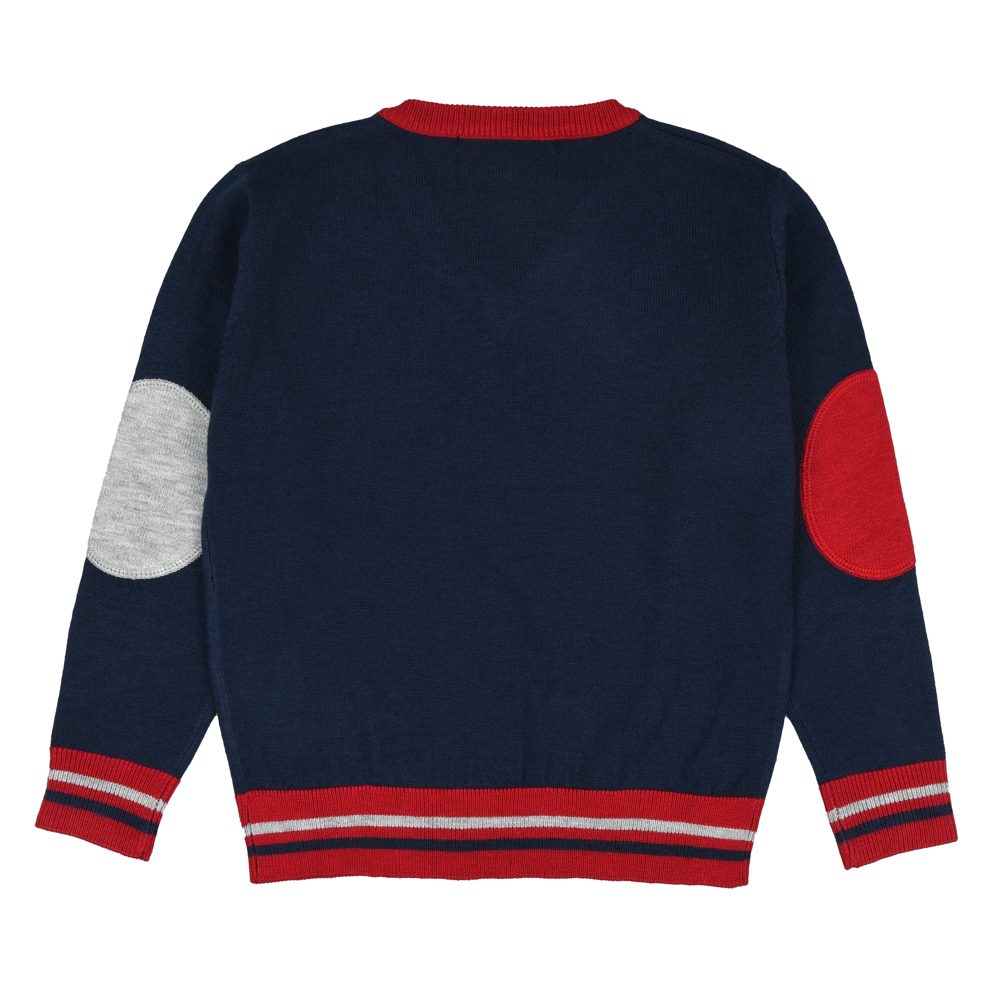 Gauge 12 V-neck sweater with patches