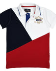 Piqué polo shirt with diagonal cuts and logo embroidery