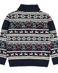 Christmas blue high neck sweater gauge 7 with inlays