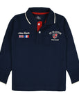 Long sleeve jersey polo shirt with logo embroidery