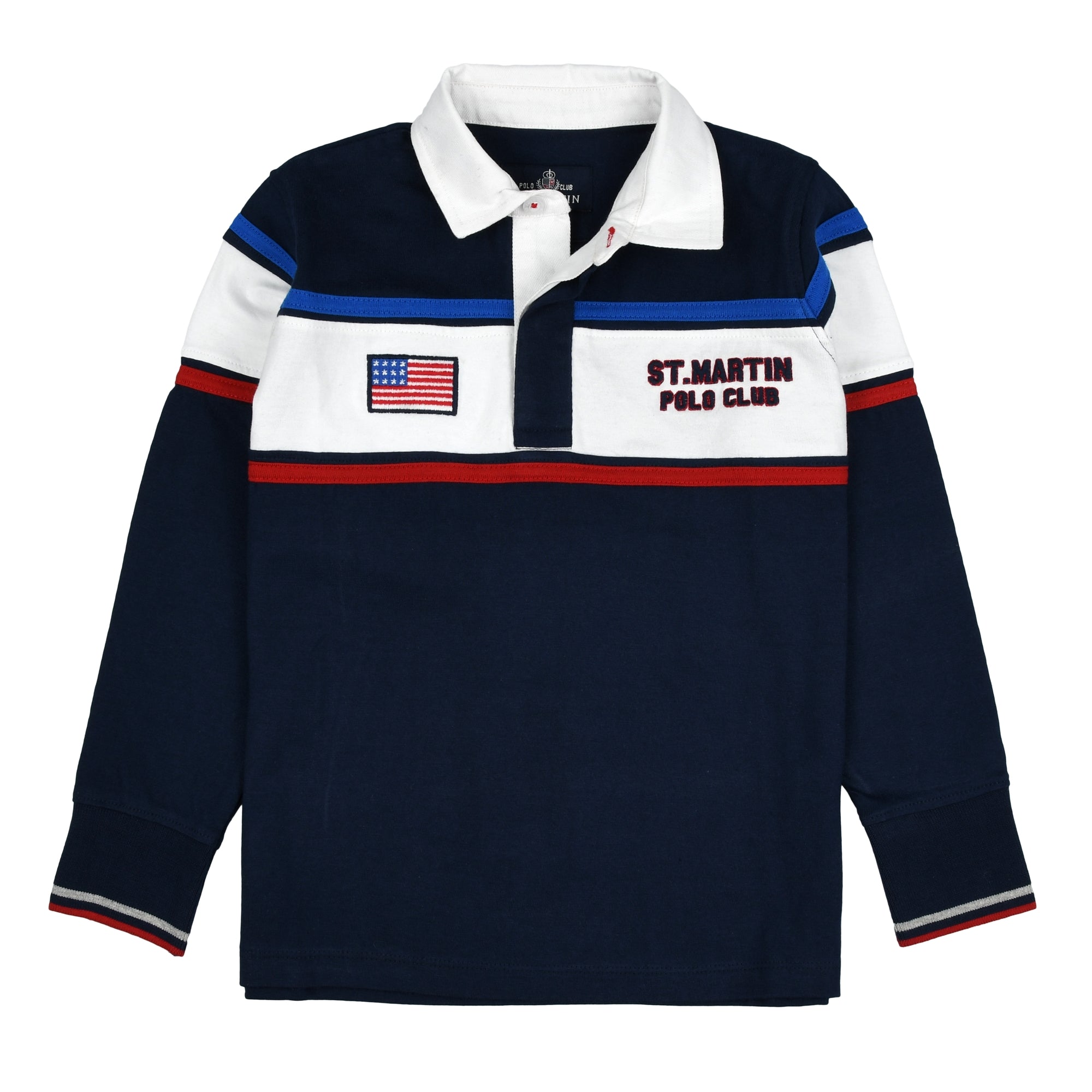 Long sleeve jersey polo shirt with band